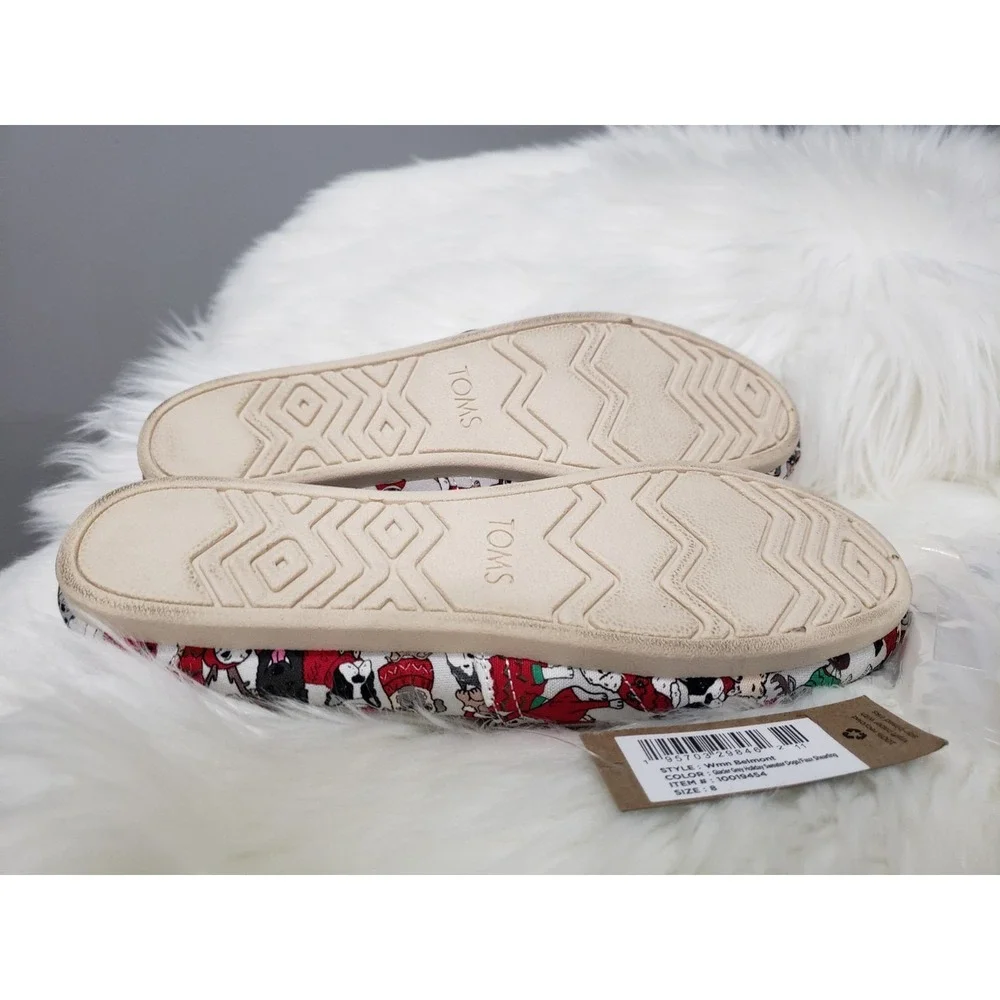 NEW NO BOX SIZE 8 TOMS Womens Flats Sweater Dogs Shoe Belmont  Christmas Holiday